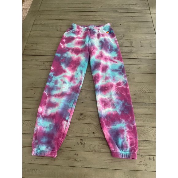 AVIATOR NATION HAND DYED TIE DYE SWEATPANTS - TURQUOISE - Size XS - Picture 5 of 9